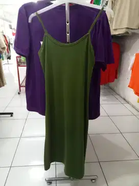 Tanktop Dress Wanita Midi Polos / Dress Santai Tanpa Lengan