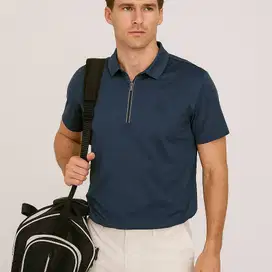 BURBERRY LONDON SPORT HALFZIP MEN HORSES POLO SHIRT - DARK BLUE (L/XL)