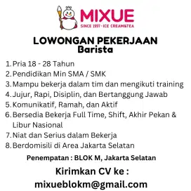 Lowongan MIXUE Blok M Plaza