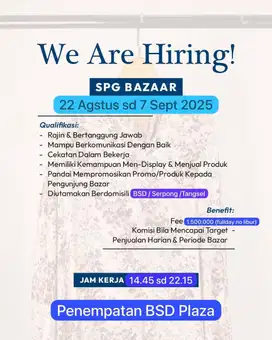Lowongan SPG Bazar