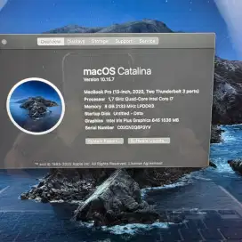 Macbook Pro 2020 Ram 8 Ssd 256 Core I7 Layar 13 inch Full set Touchbar