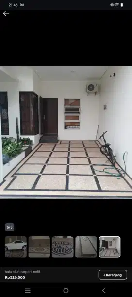 Jasa pemasangan lantai batu koral sikat