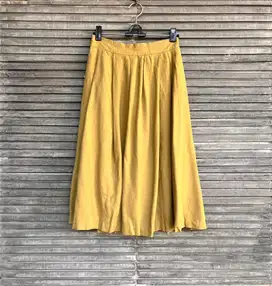 Rok Midi A Line Katun Olive Monoj Preloved