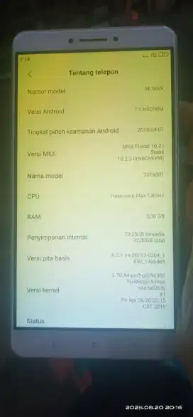 MI MAX  Ram 3/32    4G    ukuran 6,7 inchi