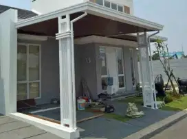 Kanopi atap alderon pelapon PVC rangka besi holloh galpanis