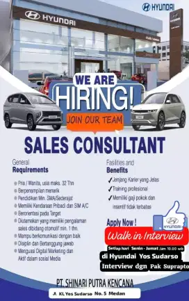 Lowongan Sales Mobil Hyundai