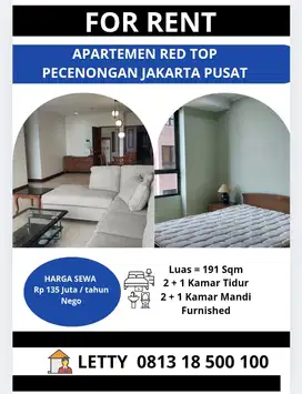 Apartemen Red Top Pecenongan Jakarta Pusat Rp 135 Juta / tahun Nego