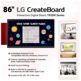 LG 86 Inch Interactive Digital Board 86TR3DK Multi Touch CreateBoard