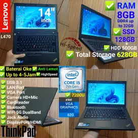Thinkpad Core i5 7200U RAM 8GB SSD 128GB+HDD 500GB Laptop Lenovo L470