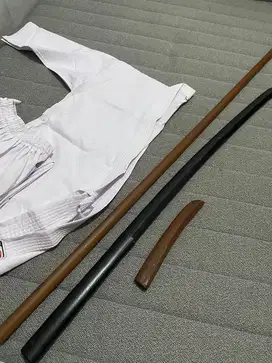 Paket Perlengkapan Aikido (Seragam/Gi/Dogi + Kayu Bokken, Jo, Tanto)