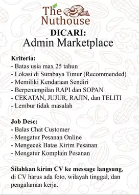 Dicari Admin Marketplace Online
