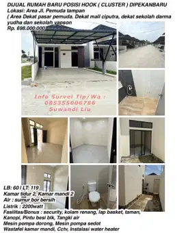 Dijual rumah baru posisi hook (cluster) jln.pemuda tampan