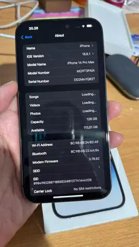Iphone 14 pro max 128gb ex ibox PA/A mulus bebas dent