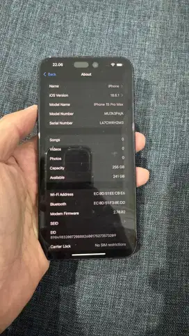 Iphone 15 pro max 256gb ex ibox PA/A masi like new