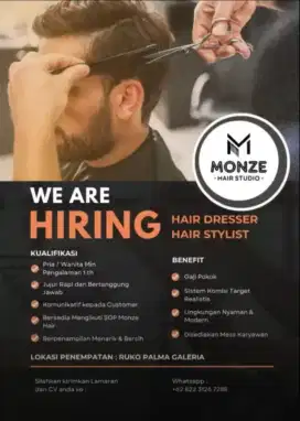 Lowongan kerja barber tukang potong rambut hairstyle dan capster