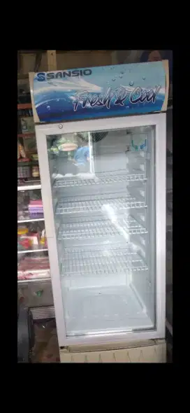 Jual bu showcase kulkas pendingin minuman ukuran 4 rak merk SANSIO