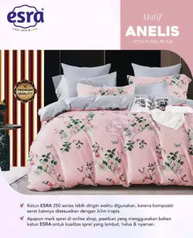 Sprei katun bunga pink