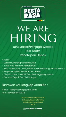 Lowongan pekerjaan warkop