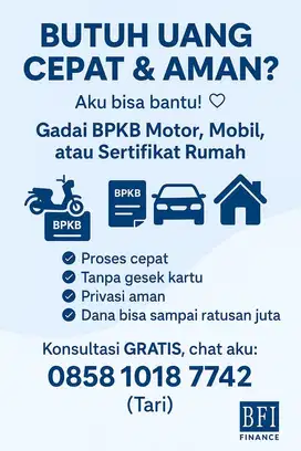 Gadai BPKB motor dan mobil, sertifikat rumah
