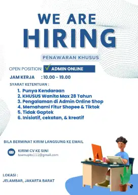 LOWONGAN ADMIN ONLINE SHOP ACC HP