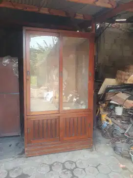 lemari display pajangan jati antik pintu sliding jumbo
