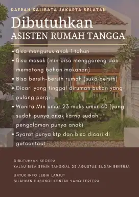 Cari Asisten Rumah Tangga