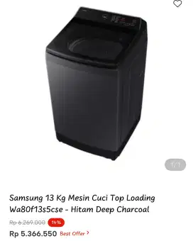 Samsung 13 Kg Mesin Cuci Top Loading wa80f13s5cse - Hitam