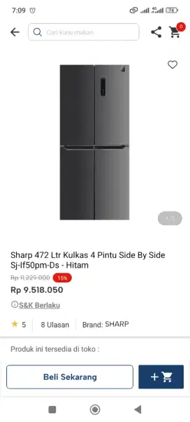 Sharp 472ltr kulkas 4pintu sj if50