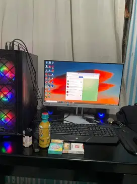PC GAMING CORE i3-12100F + monitor, keyboard,mouse, meja, bangku -9jt