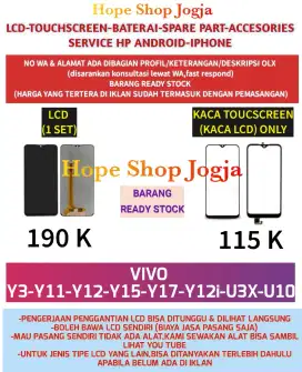 Touchscreen-Baterai-LCD VIVO Y3-Y11-Y12-Y15-Y17-Y12i-U10-U3X