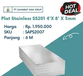 Plat Stainless SS201 4'X 8'X 3mm