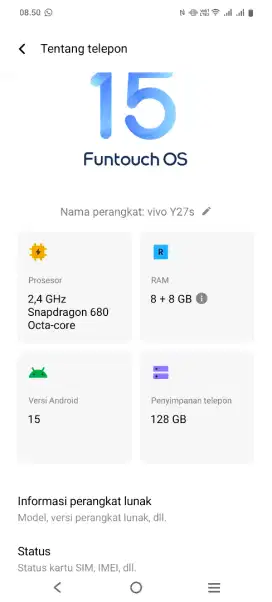 Vivo Y27s gold ram 8+8 / 128 mulus ori