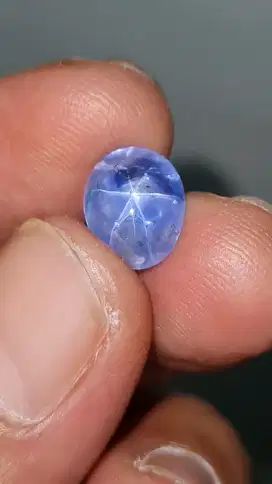 Unheated Star Blue Sapphire Srilanka 6.06ct Star bagus, Material kaca
