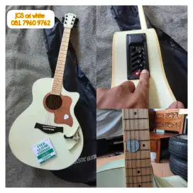 Gitar akustik elektrik original lokal JGS warna putih siap pakai