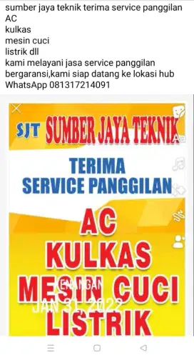 Jasa service AC, kulkas, mesin cuci