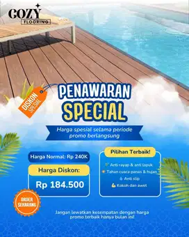 WPC Decking Lantai Outdoor motif corak kayu | Decking batangan panjang
