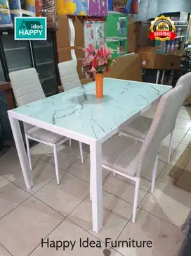 Set Meja Makan Murah Premium Import Motif Marble Minimalis Elegan