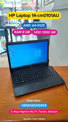LAPTOP HP 14-cm0101AU AMD A4-9125 RAM 8GB HDD 1000GB ALL NORMAL