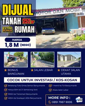 Peluang Emas! Tanah 252m² Bonus Rumah Cocok Untuk Kos/Inves Banyumanik