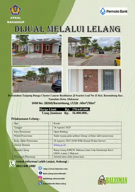 DIJUAL RUMAH MELALUI LELANG WILAYAH MAKASSAR