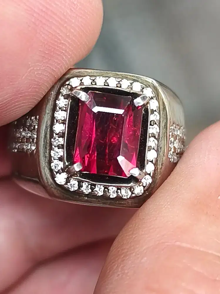 Cincin Batu garnet rhodolite 2.94 crat ring perak memo CGL top quality