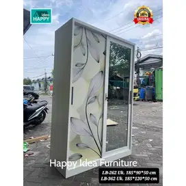 Lemari Pakaian Besi ANTI BADAI Pintu Geser Plat Lebih Tebal Elegan