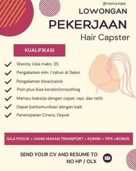 Dicari Terapis Salon Hair dan Massage