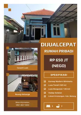 Dijual Rumah Layak huni dan adem perdesaaan