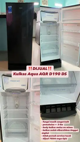 Dijual Kulkas Aqua AQR D190 DS 1 Pintu