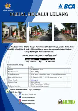 DIJUAL RUMAH MELALUI LELANG WILAYAH JAWA BARAT