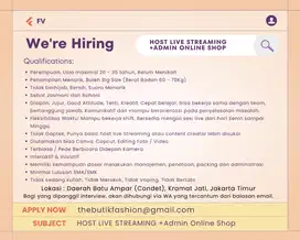 Lowongan Host Live Streaming dan Admin Online Shop