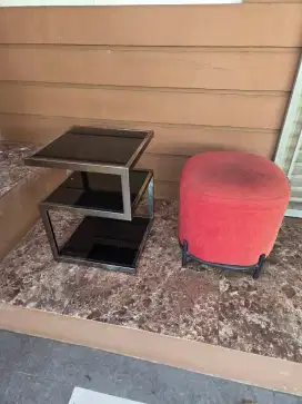 Meja kaca + kursi Puff teras