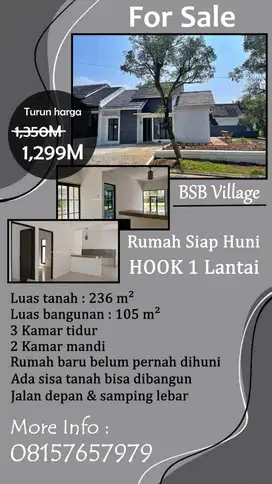 Ready Rumah Baru HOOK di BSB Village Mijen Jual Cepat