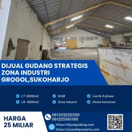 Dijual Gudang Super Strategis Industri Parangjo,Sukoharjo Luas 6000m2